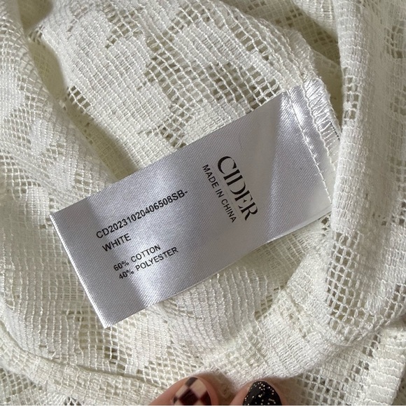 Cider Cream Floral Lace Tie-Front Blouse - Picture 6 of 9